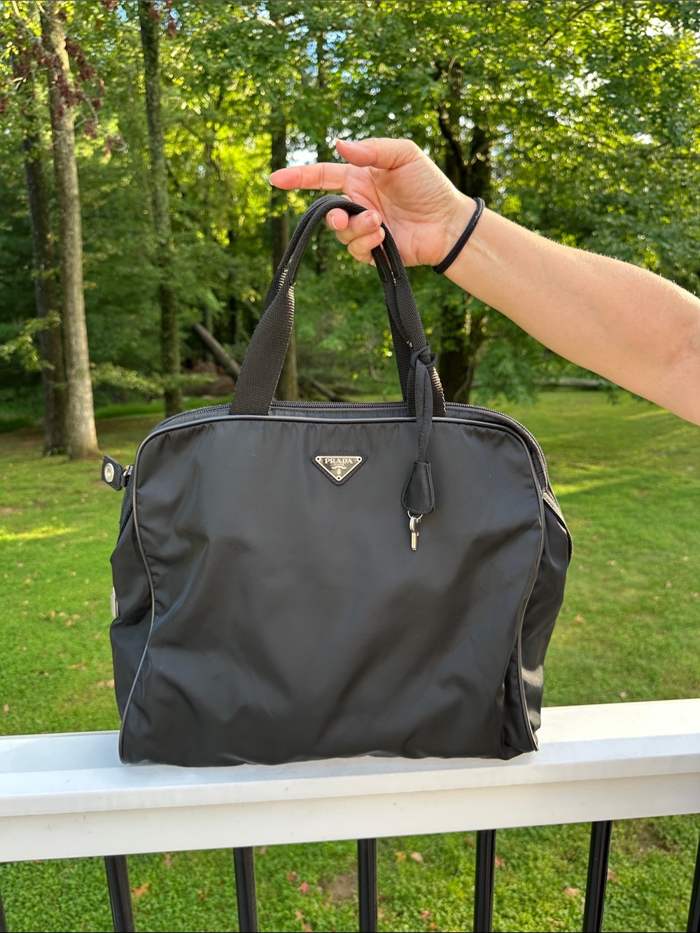 Prada Black Nylon Tote with Triangle Logo